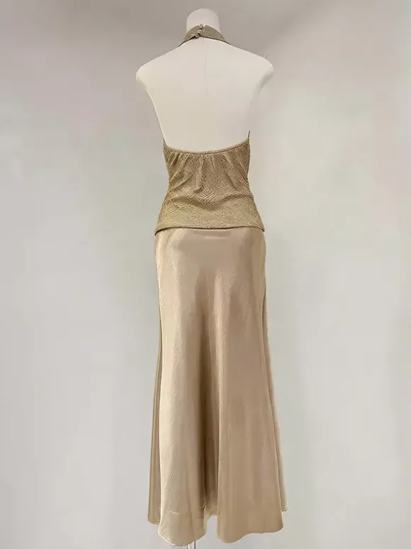 Camisole dorée à col licou pour femmes camisole décontractée