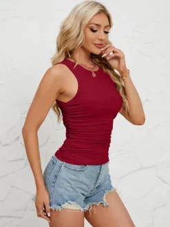 Camisole Moulant Bordeaux Chic Polyester Femmes Camis Top
