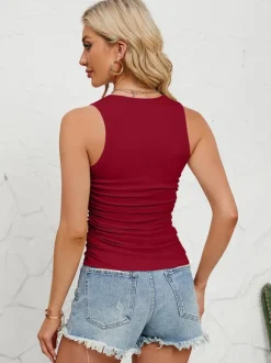 Camisole Moulant Bordeaux Chic Polyester Femmes Camis Top