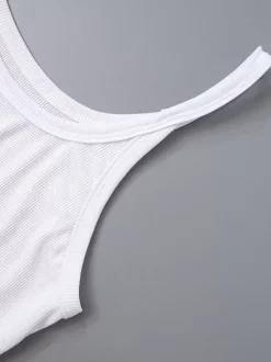 Camisole Simple De Cow-boy Blanche À Col En U Pour Femme