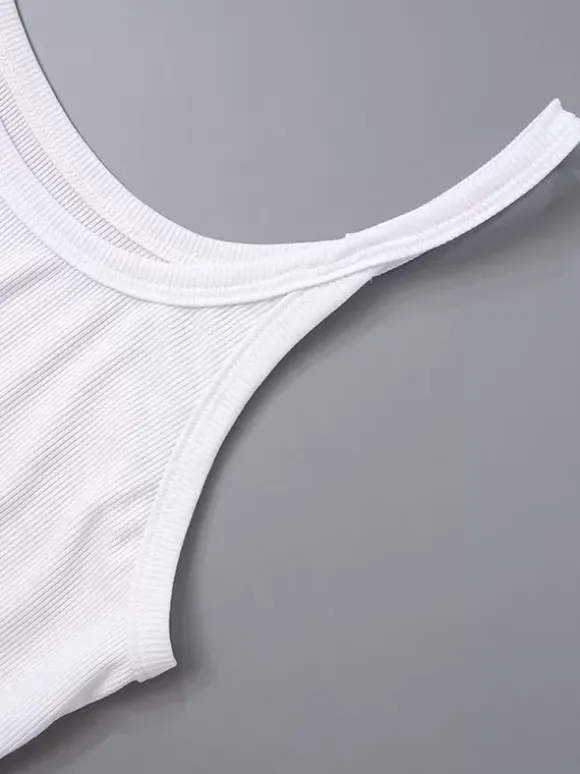 Camisole Simple De Cow-boy Blanche À Col En U Pour Femme
