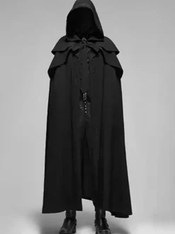 Cape à capuche noire unisexe médiévale gothique vampire costume Renaissance