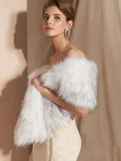 Cape de mariage en fausse fourrure châle Wrap nuptiale hiver chaud Cover Ups
