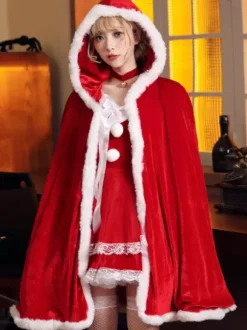 Cape de Noël jaune en polyester pour fille costumes de Noël