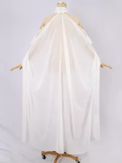 Cape pour femme cape steampunk col en plumes cape de sorcière cape de mariage solide en mousseline de soie voile de mariée cape longue dos nu