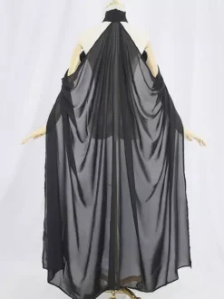 Cape pour femme cape steampunk col en plumes cape de sorcière cape de mariage solide en mousseline de soie voile de mariée cape longue dos nu