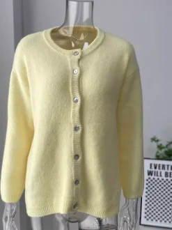 Cardigan basique en tricot à col ras du cou pour femme 2026