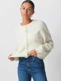 Cardigan basique en tricot à col ras du cou pour femme 2026