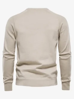 Cardigan Homme Pull Maille Col Rond Automne Printemps Kaki