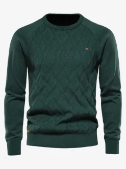 Cardigan Homme Pull Maille Col Rond Automne Printemps Kaki