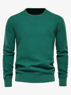 Cardigan Homme Pull Maille Col Rond Automne Hiver Vert Abricot