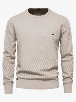 Cardigan Homme Pull Maille Col Rond Automne Hiver Vert Abricot