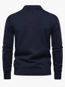Cardigan Homme Pull Tricot Col Rabattu Hiver Noir Bleu