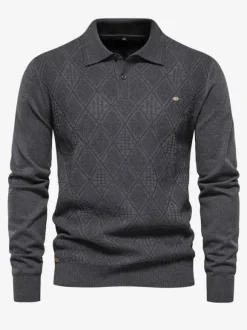 Cardigan Homme Pull Tricot Col Rabattu Hiver Noir Bleu