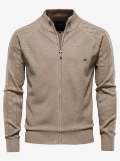 Cardigan Pour Hommes Pulls Simple Manches Longues Kaki Noir Veste