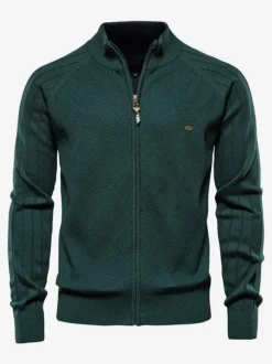 Cardigan Pour Hommes Pulls Simple Manches Longues Kaki Noir Veste