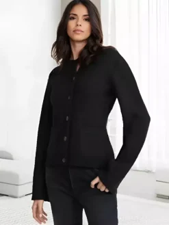 Cardigan tricoté à col ras du cou pour femme - Hauts décontractés pour le printemps 2026