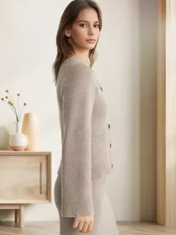 Cardigan tricoté à col ras du cou pour femme - Hauts décontractés pour le printemps 2026