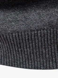 Cardigan Homme Pull Maille Col Rond Marron Foncé Gris Foncé