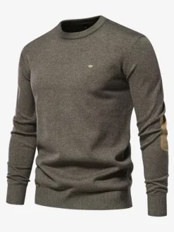 Cardigan Homme Pull Maille Col Rond Marron Foncé Gris Foncé