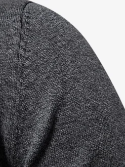 Cardigan Homme Pull Maille Col Rond Marron Foncé Gris Foncé