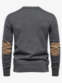 Cardigan Homme Pull Maille Col Rond Marron Foncé Gris Foncé