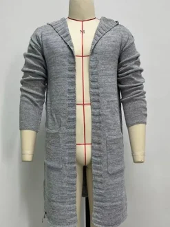 Cardigan Longue Pour Homme Pulls Chic Manches Longues Gris Confortable