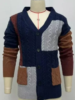 Cardigan Pour Homme Pulls Chic Manches Longues Poches Bleu Marine Foncé