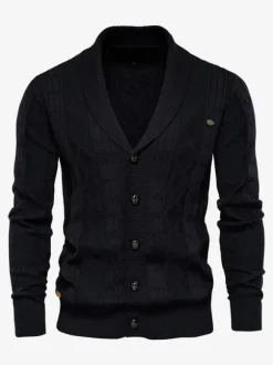 Cardigan Pour Hommes Pulls Confortables Manches Longues Café Marron Kaki Veste