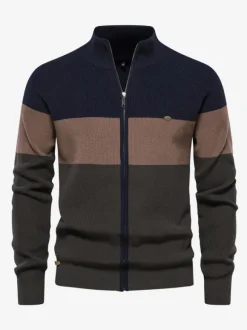 Cardigan Pour Hommes Pulls Décontracté Manches Longues Orange Marine Foncé Veste