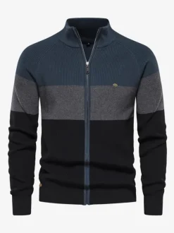 Cardigan Pour Hommes Pulls Décontracté Manches Longues Orange Marine Foncé Veste