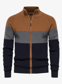 Cardigan Pour Hommes Pulls Décontracté Manches Longues Orange Marine Foncé Veste
