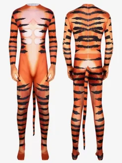 Carnaval Costumes Combinaison Tigre Motif Catsuit Halloween Orc