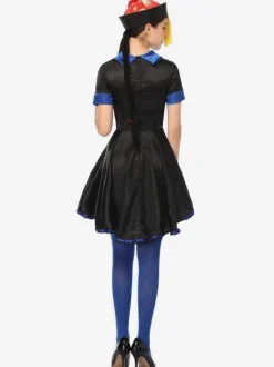 Carnaval Halloween Costumes Zombie Chinois Femme Noir Bleu Polyester Costumes de Fête