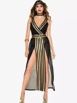 Carnaval Halloween Costumes Grecques Noires Sexy Choker Tunique Costumes de Fête