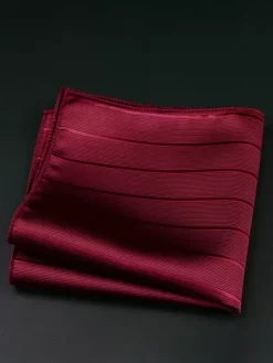 Carré de Poche Accessoires costume pour hommes Chic Polyester Rayures Rouge