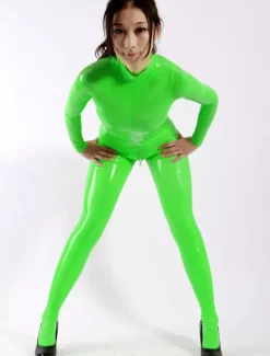 Catsuits Latex vert de filles Déguisements Halloween