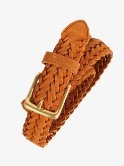 Ceinture en cuir tressé ceintures rétro en détresse pour femmes avec boucle
