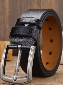 Ceinture pour hommes en cuir PU Ceinture noire à la mode