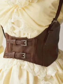Ceinture corset Steampunk Chic Lolita Boucle noire en cuir Synthétique Déguisements Halloween
