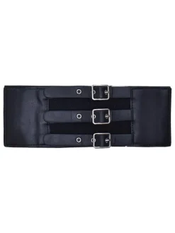 Ceinture de smoking gothique Lolita Détails en métal Oeillets Cuir PU métallisé Divers Accessoires Lolita noirs
