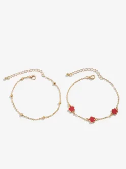 Chaîne de cheville à fleurs délicates chic et romantique pour la plage 2 pièces