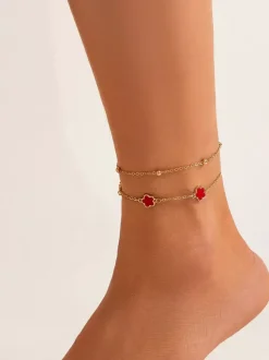 Chaîne de cheville à fleurs délicates chic et romantique pour la plage 2 pièces