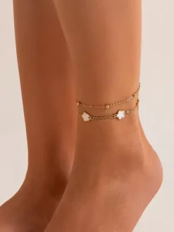 Chaîne de cheville à fleurs délicates chic et romantique pour la plage 2 pièces