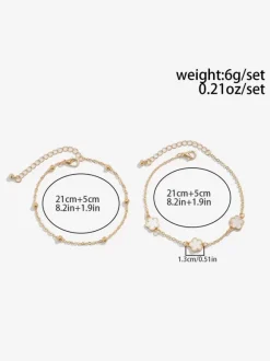 Chaîne de cheville à fleurs délicates chic et romantique pour la plage 2 pièces