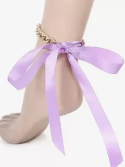Chaîne de cheville avec n艙ud plaqué or pour bikini maillot de bain plage vacances.