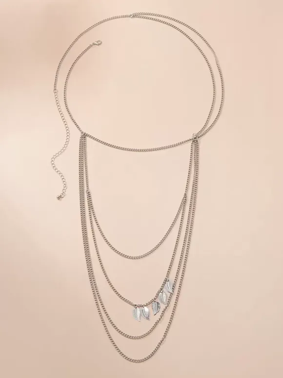Chaîne de corps avec pendentif en plumes superposées chaîne d'épaule d'été sexy