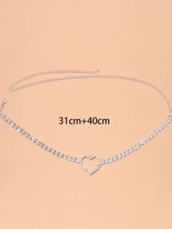 Chaîne de cuisse en forme de c艙ur chaîne de jambe élégante en cristal scintillant
