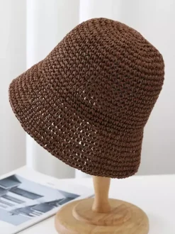Chapeau bob à petit bord protection solaire chapeau de plage en paille tissée pour femme 2026