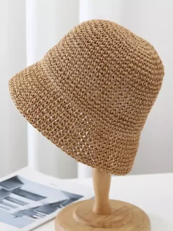 Chapeau bob à petit bord protection solaire chapeau de plage en paille tissée pour femme 2026